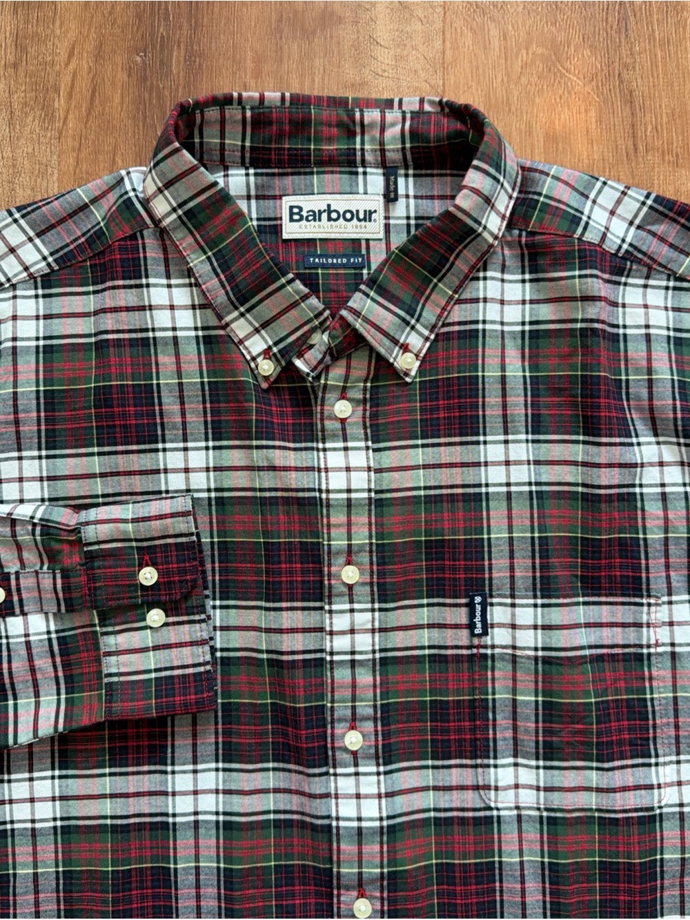 Barbour Button Down Shirt Mens 2XL Tailored Fit Plaid Long Sleeve Classic Fall